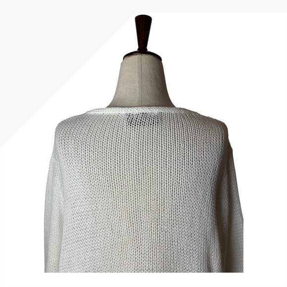 Wooden Ships Sweater Women Small White Tan Beach Lightweight Knit Pullover - Picture 5 of 10